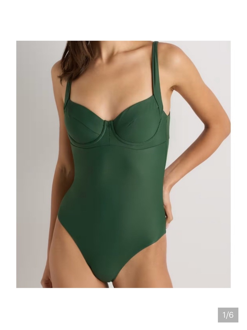 Quince Italian Underwire One-Piece Swimsuit Womens Large Palm Green Tie Back